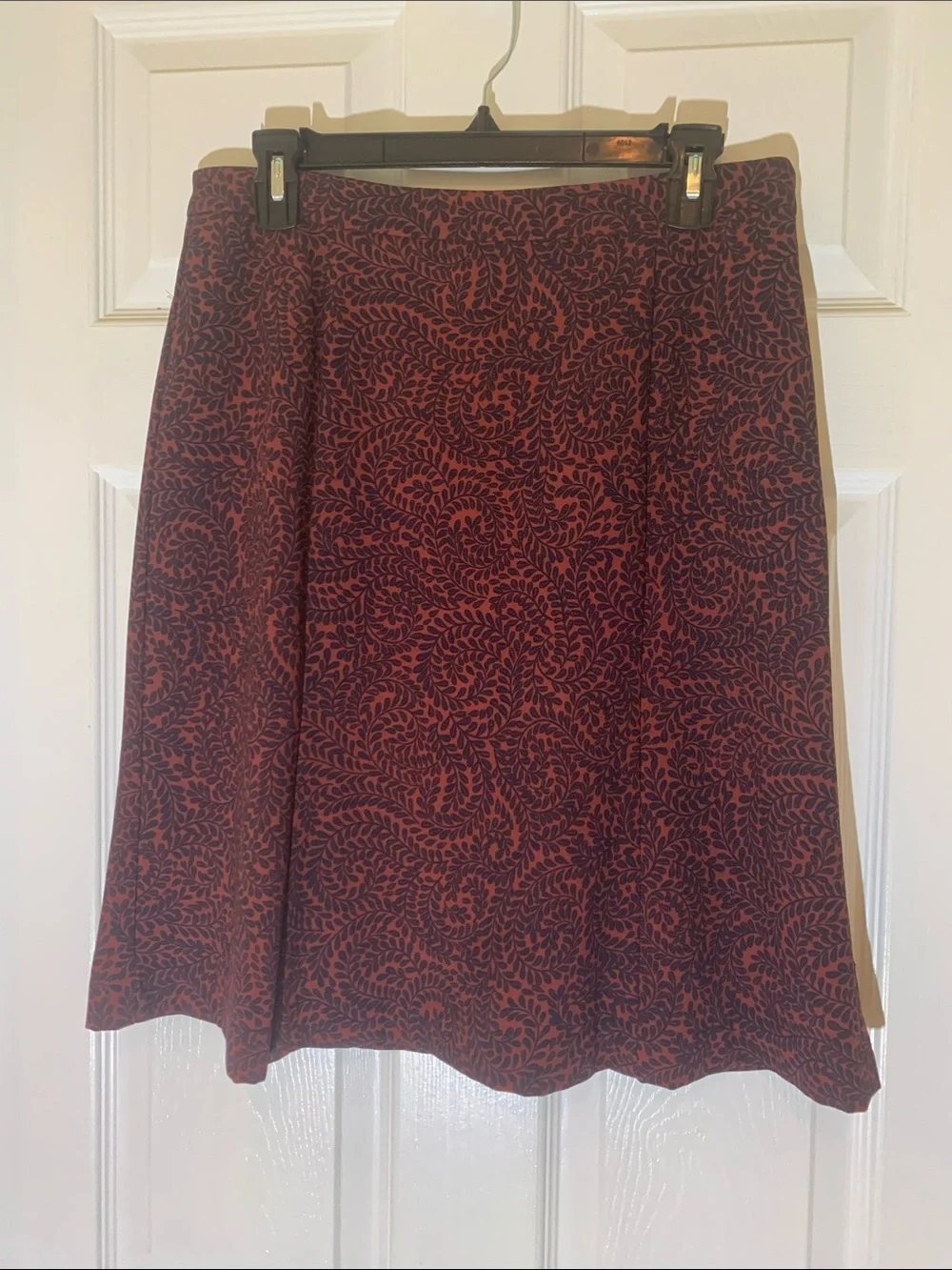 Burgundy Patterned A-Line Skirt